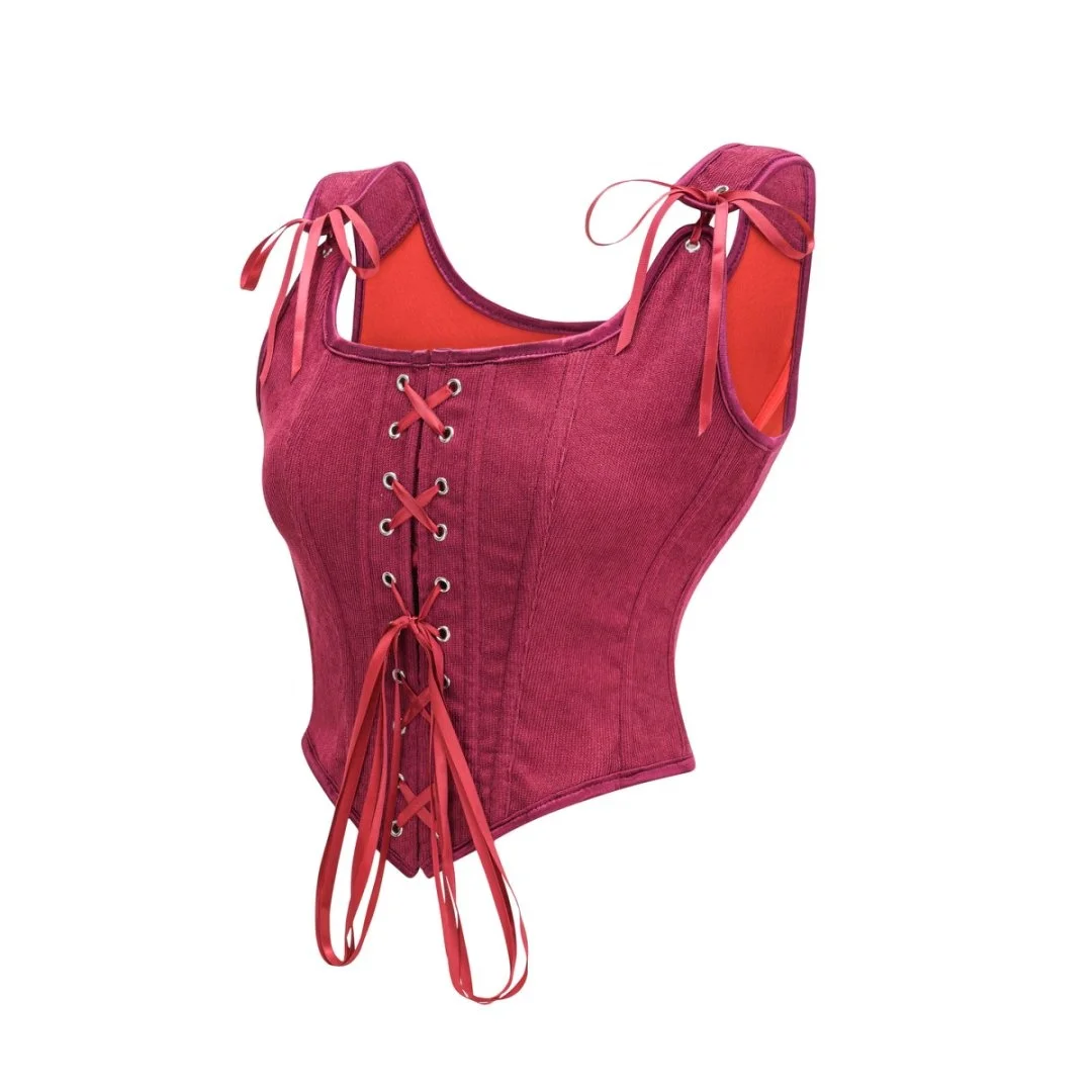 Braun Front Lace Up Zipper Vintage Gothic Frauen Korsett Tank Top Sexy Taille Trainer Body Shaper Steampunk Wear Abnehmen Weste – Detail 12