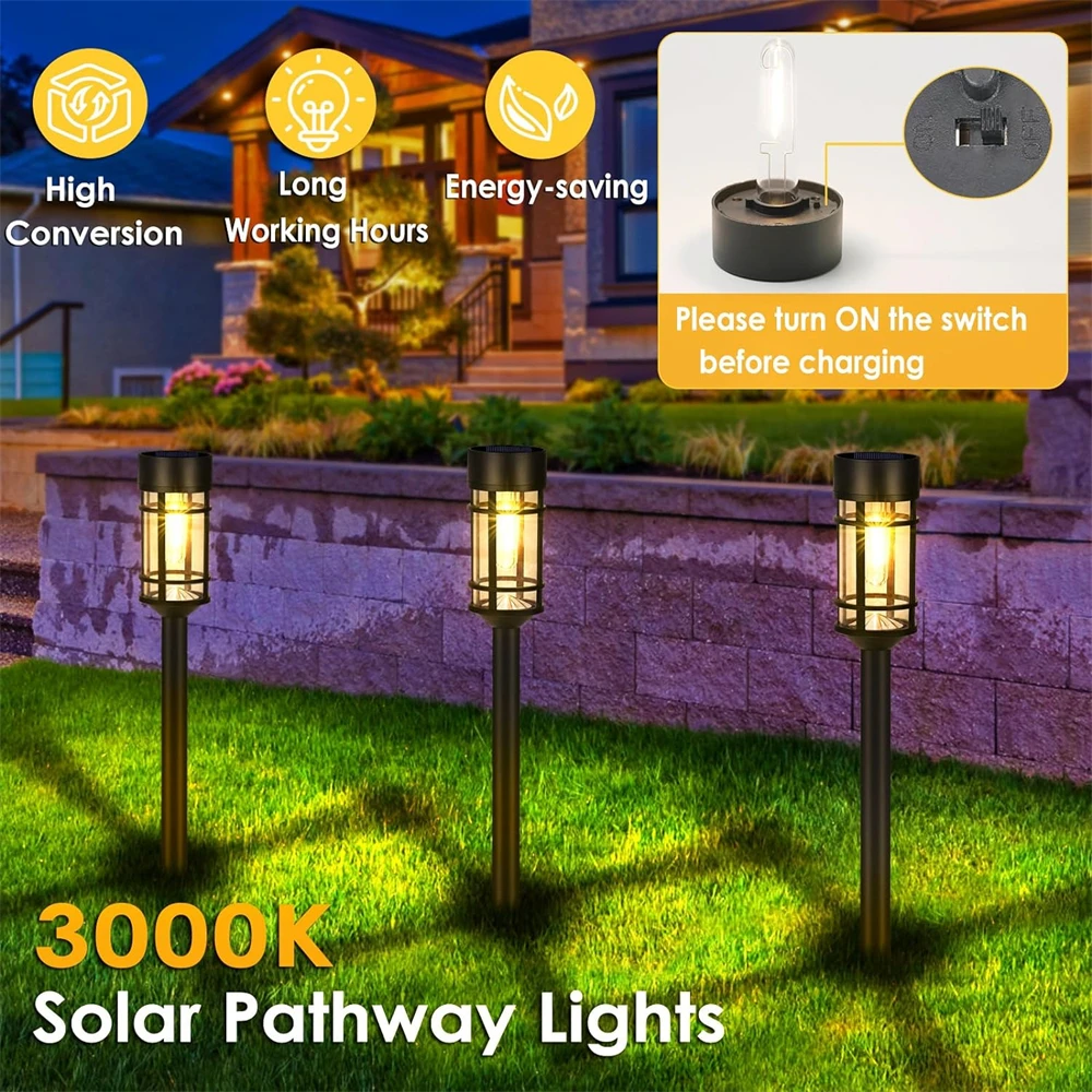 2PCS Solar Pathway Lights Waterproof Upgraded Walkway Landscape Outdoor Driveway Lights for Yard Lawn Patio Garden Decor 4