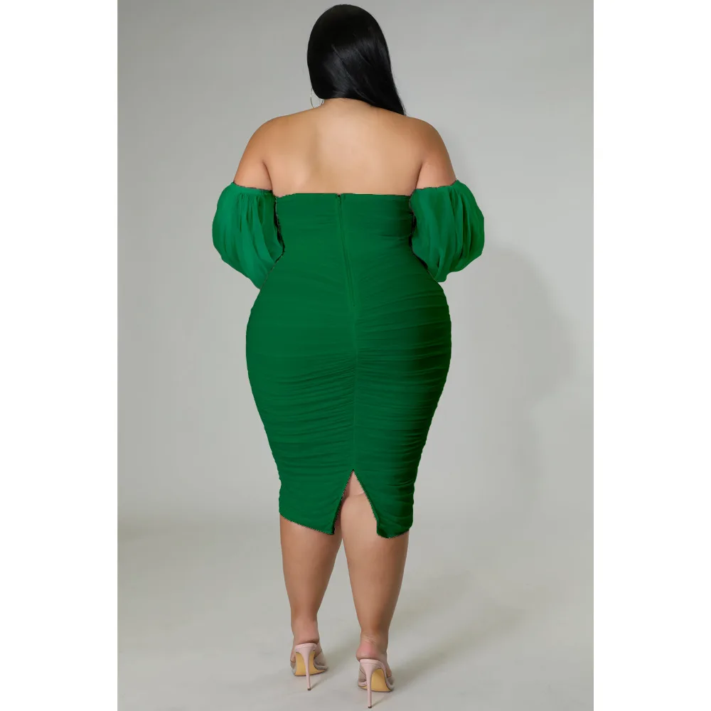 Plus Size Elegant Dress Women Mesh Off Shoulder Cloth Female Pretty Casual New Luxury Robe 2023 Summer Sale Evening Party Dress