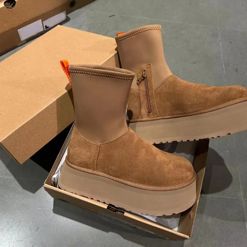 

Suede Cotton Boots Snow Warm Ankle Snow Boots 2023 Winter Thick Sole Shoes New Short Plush Walking Women