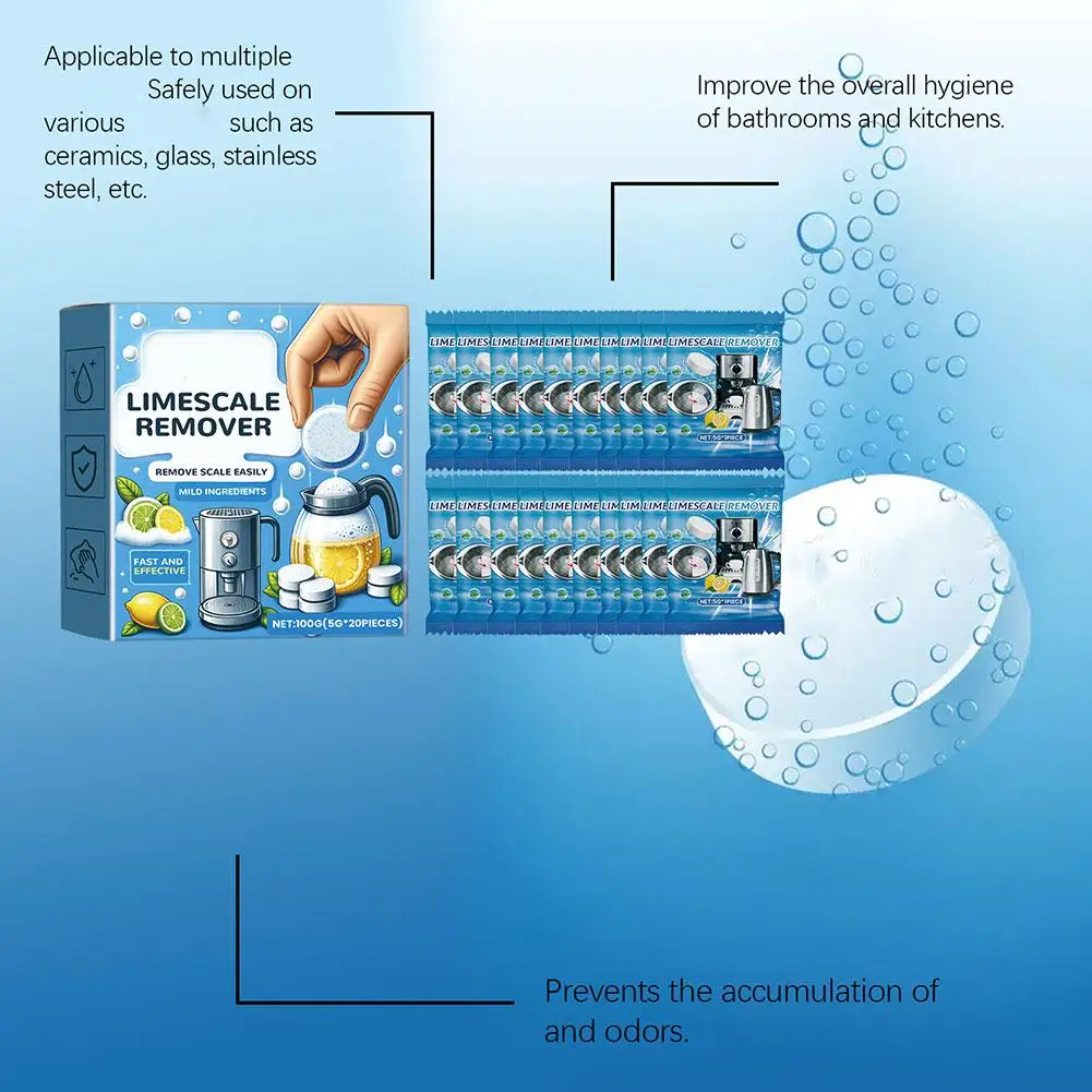 Kettle Limescale Tablet Citric Acid Scale Remover Grade Teapot Detergent Efficient & Safe Kettle Cleaning Tablets Household Too 3