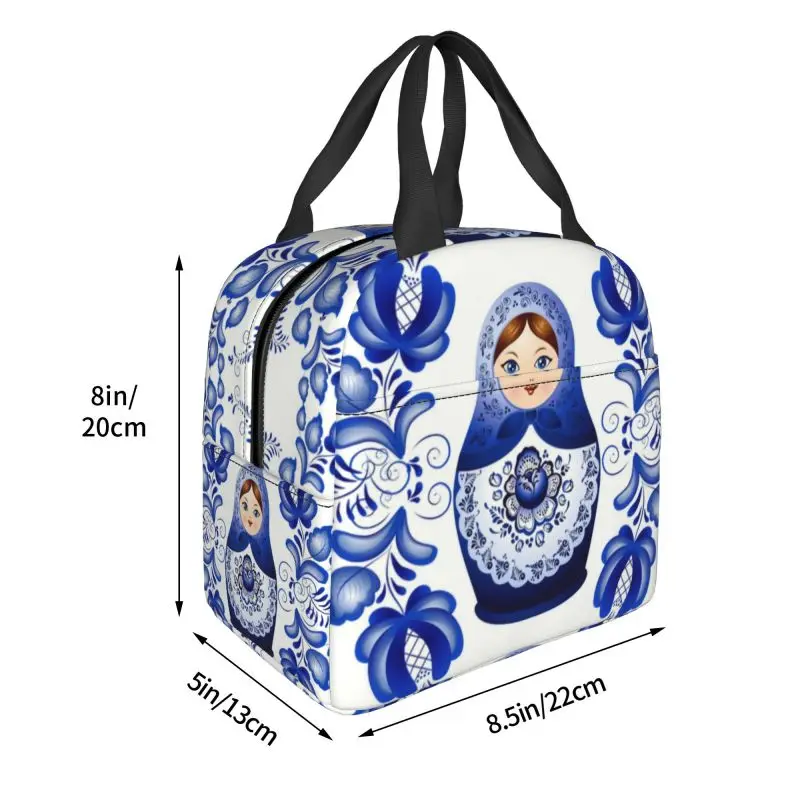 Matryoshka 인형 러시아 러시아 민속 예술을위한 절연 점심 토트 백 Resuable Thermal Cooler Bento Box Kids School Children