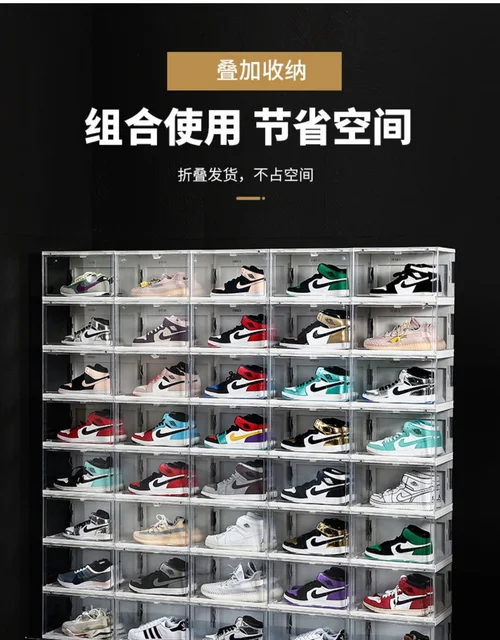 Sound Control LED Light Shoe Box Sneakers Storage Box Anti-oxidation  Organizer Shoe Wall Acrylic Shoes Collection Display Rack - AliExpress