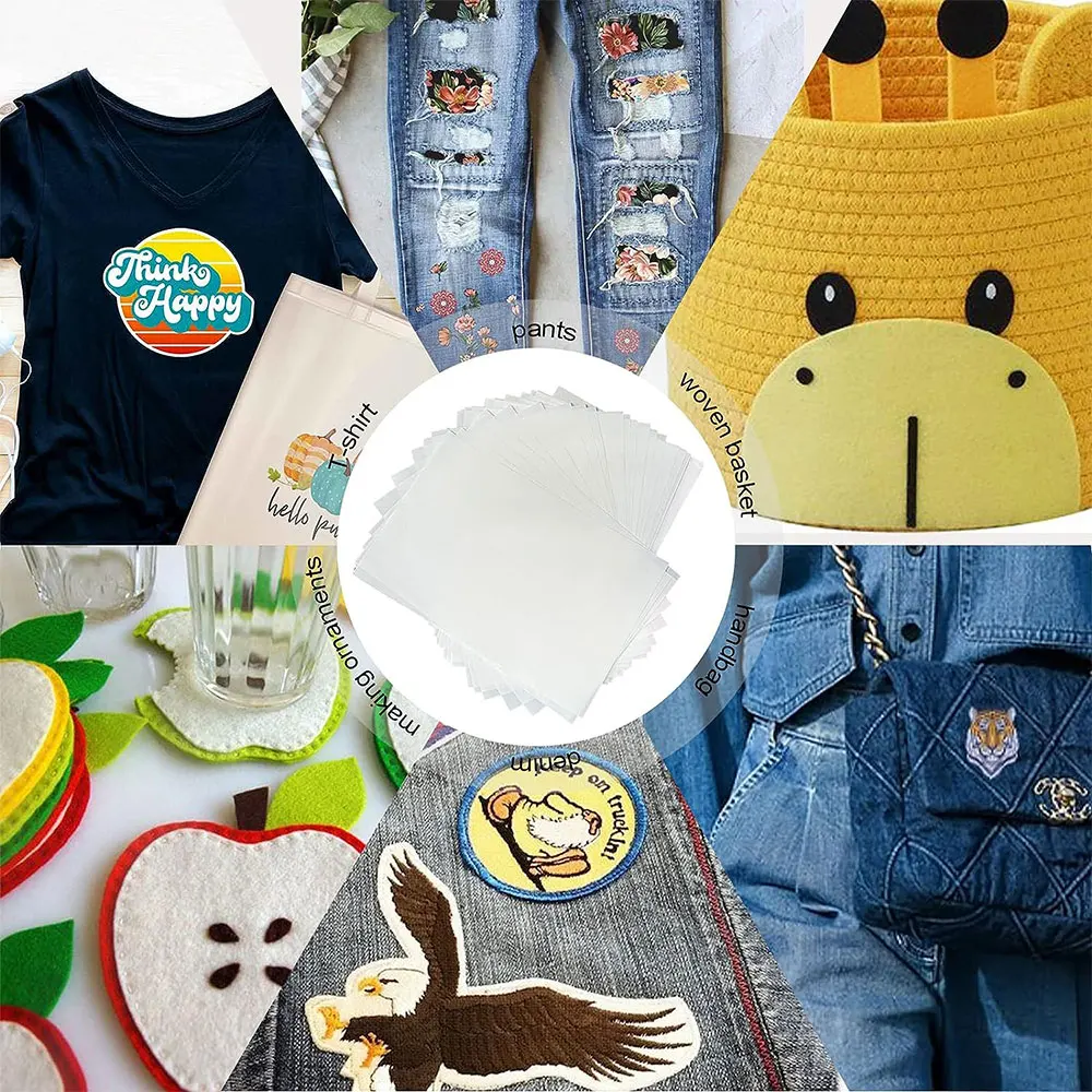 10 Pcs 7.8in x 11.8in Iron-on Adhesive Patches Sheets Double-Sided Press-on Patch Heat Melt Fabric Glue Sheet Permanent Fusible