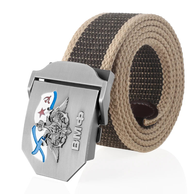 SupSindy Männer Frauen Canvas Gürtel 3D Russische Marine Metallschnalle Jeans Bund UdSSR ВМФ Militärsoldaten Taktische Gürtel Männlicher Riemen – Detail 17