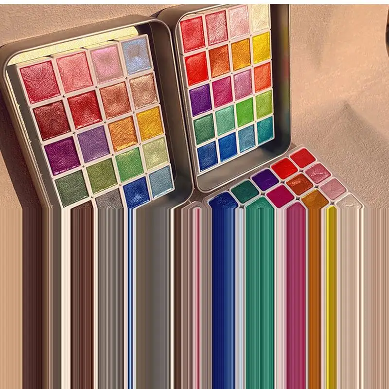 20 Colors Watercolor Paint Pigment Solid Pearlescent Metallics Glitter Gold Painting Nail Drawing Art Supplies For Artist