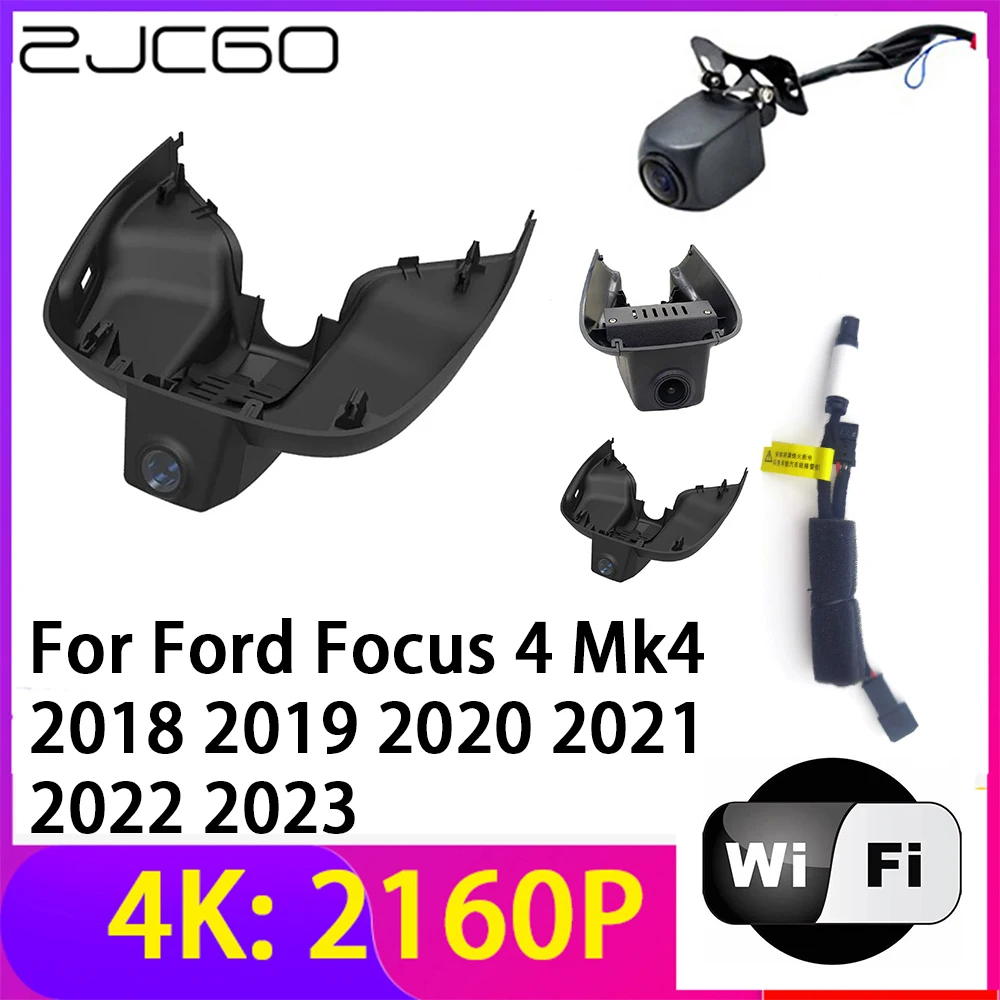 

Видеорегистратор ZJCGO 4K 2160P, 2 объектива, Wi-Fi, ночное видение, для Ford Focus 4 Mk4 2018 2019 2020 2021 2022 2023
