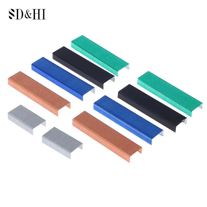 1000Pcs/box 5.3*1.3cm Creative Colorful Metal Metal Silver Black Blue Staples Office School Binding Supplies