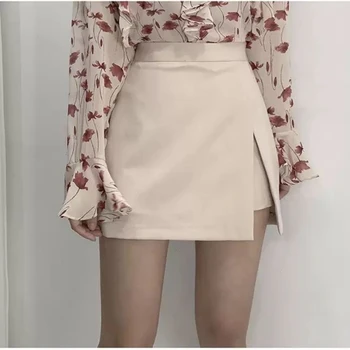 여성용 언밸런스 솔리드 사이드 슬릿 미니 스커트, 한국 스타일, 트렌디, 시크, OL, 하이웨이스트, 여성 하의, 인기, 봄, 가을