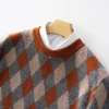 New Men's 100% Pure Cashmere Wool Sweater O-neck Color Matching Pullover Autumn Winter Casual Thick Fashion Large Size Top 3