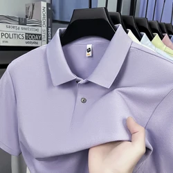 Men's 100% Cotton Polo Shirt - Summer Fashion Casual Short Sleeve, Breathable Lapel Tee in 10 Vibrant Colors, Perfect - M -fits 50 - 62kg (Light Purple)