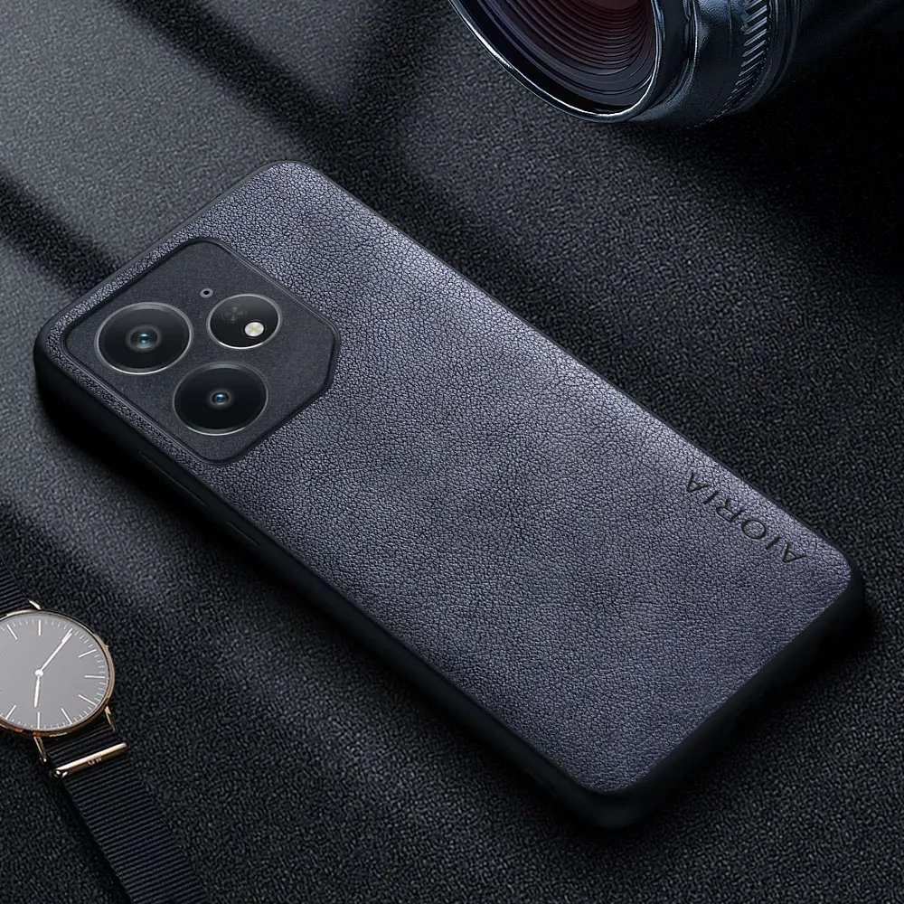 Premium PU Leather Phone Cover with Full Protection and Precise Camera Cutout - Black