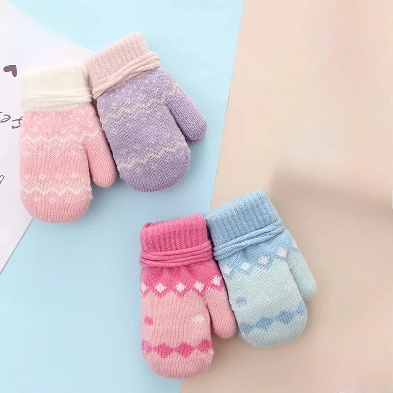 Korean Sweet Heart Children Kids Warm Gloves Winter Windproof Thicken Boys Girls Kids Cycling Mittens Cute Fashion Baby Gloves