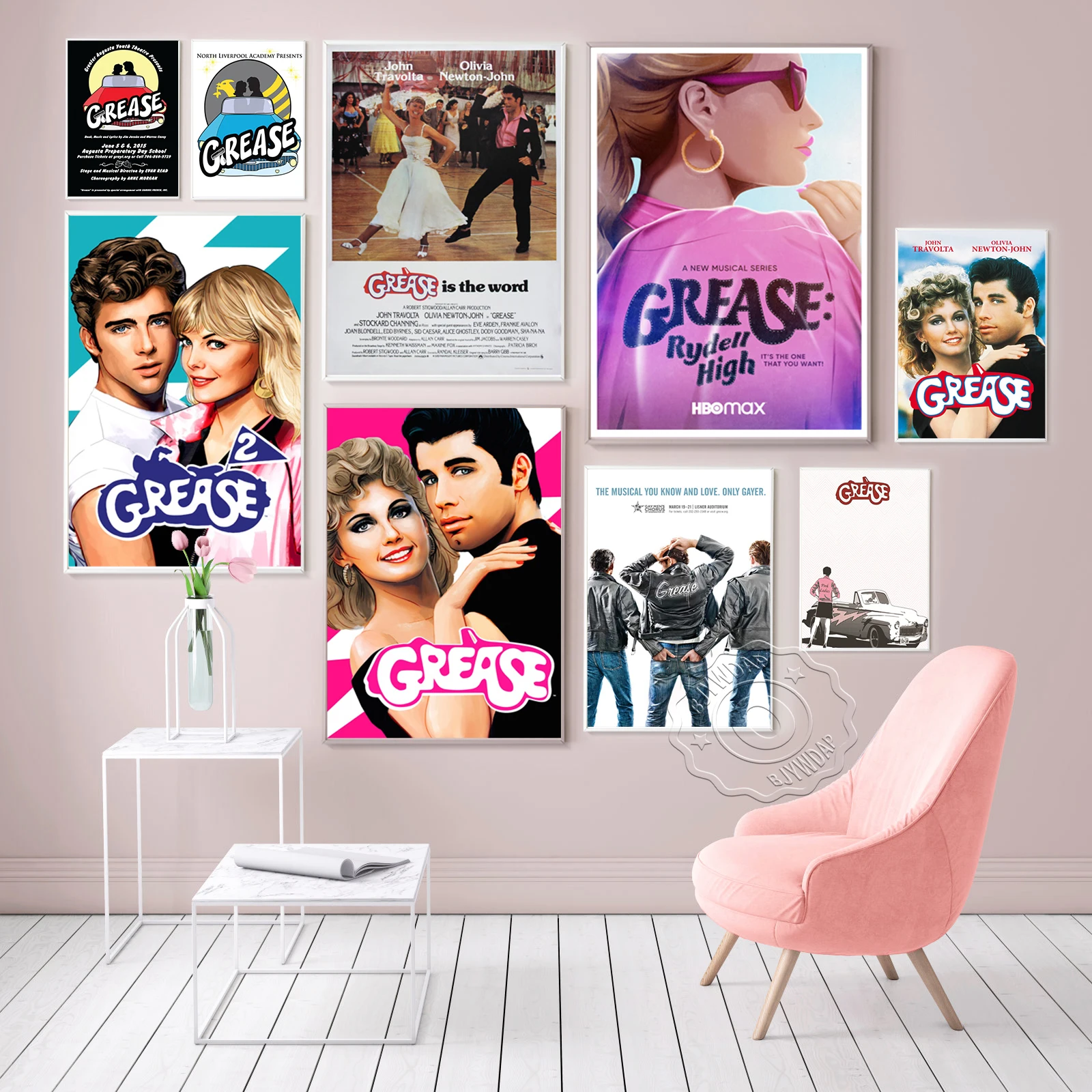 

Grease American Romantic Comedy Film Print Art Poster Classic Movie Wall Art Canvas Painting Room Home Decor Wall Pictures