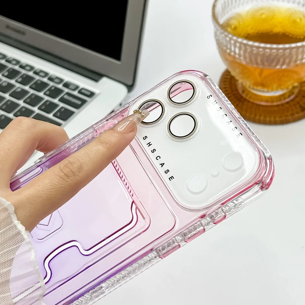 Gradient Transparent Luxury Wallet Case with Card Slot
