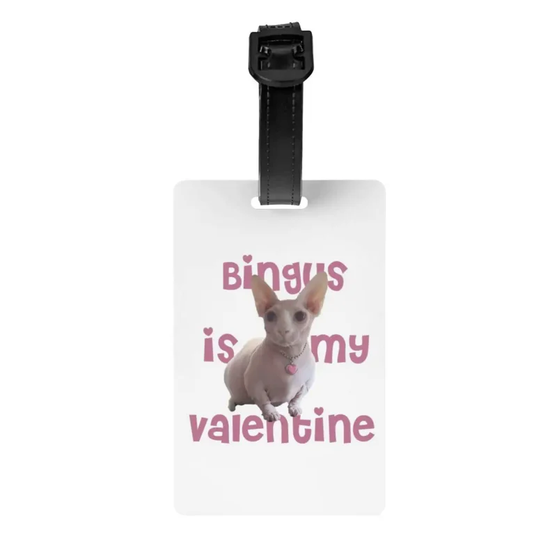 

Hairless Sphynx Bingus Cat Luggage Tag for Suitcases Privacy Cover ID Label