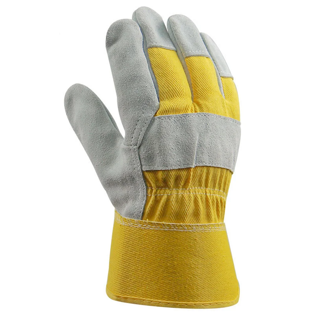 Gloves 1 Pair Leather Gardening Gloves Ladies Mens Thorn Proof Thick Work Gauntlets Heavy Duty Cowhide + Cotton Length 27cm