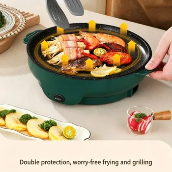 Multifunctional Electric Grill Pan, Low Power Mini Smokeless Skillet for Dorm, Ideal for Pancakes, Steak & Barbecue 1