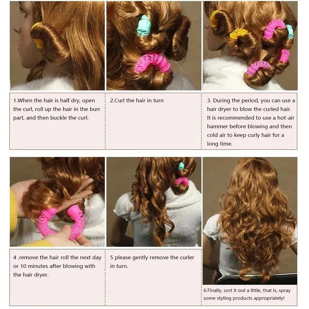 6/8pcs Heatless Hair Curler Spiral Curls Magic Lazy No Heat Hair Roller Donuts Curlers Wave Formers DIY Styling Tools Women