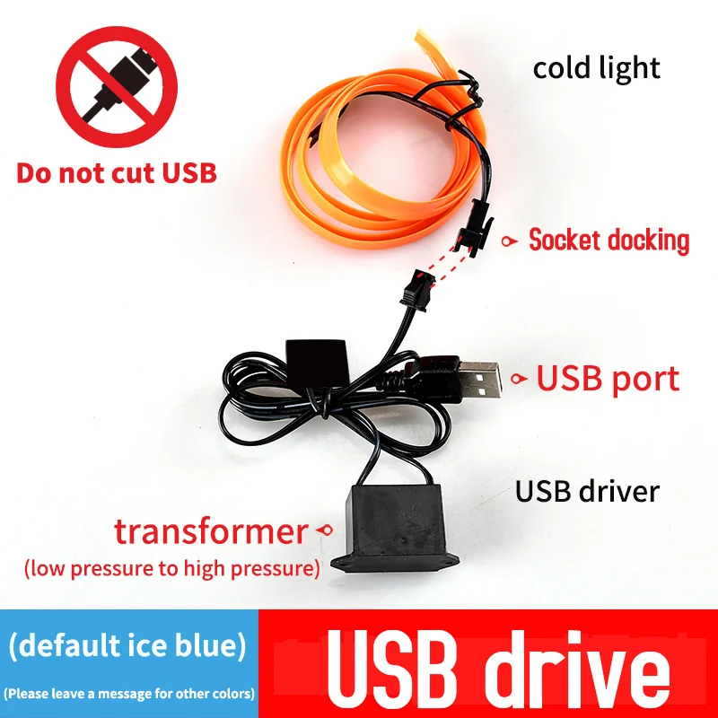Car Interior Ambient Light Ambient Light 5M Fiber Optic LED Flexible Strip USB Driven 5V For Car Interior