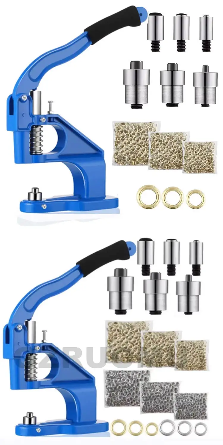 Hand Press Machine Metal Dies Mold Eyelet Double Cap Rivets Snap Buttons Fasten
