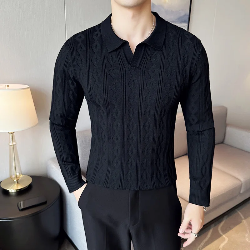 Men Autumn and Winter High Quality Warm Knit Sweaters/Male Slim Fit Fashion V-neck Long Sleeve Knit Pullover/Man Casual Sweater