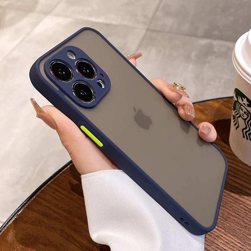 thumbnail image 1 of Luxury Matte Shockproof Case for iPhone 15 14 13 12 Mini 11 Pro X XS Max 7 8 Plus SE Clear Translucent Armor Soft Bumper Cover, 1 of 5