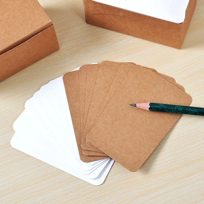Kraft Paper Card 100/50/20PCS Color Retro Double Sided Word DIY Postcard Gift Greeting Invitation Note Message