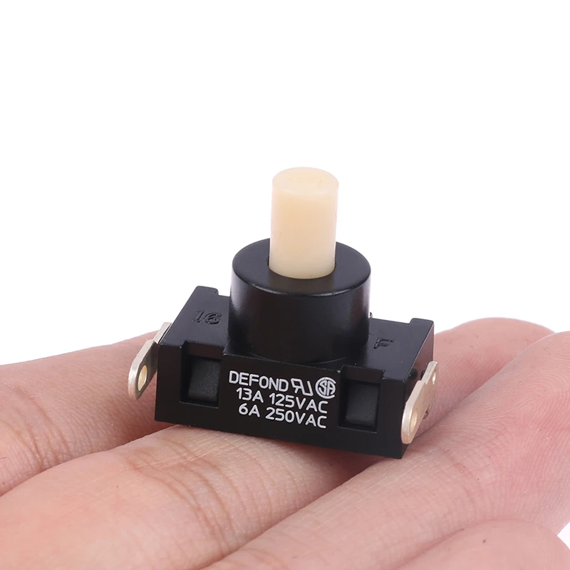 1pc 전원 버튼 스위치 2플러그 250VAC 6A/ 125V 13A 자동 잠금 ForDEFOND DPC-1114 고전력 진공 청소기 부품용 스위치