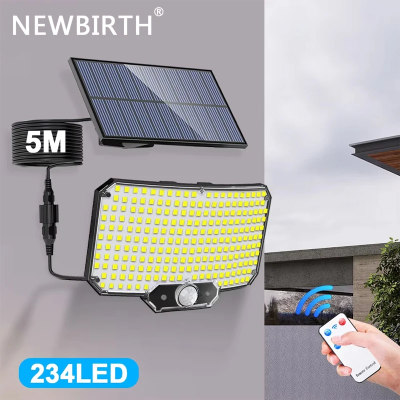 234LED Solar Outdoor Lights Motion Sensor Super Bright Remote Wall Flood Lamp Security Waterproof Patio Garden Garage 1~2pcs