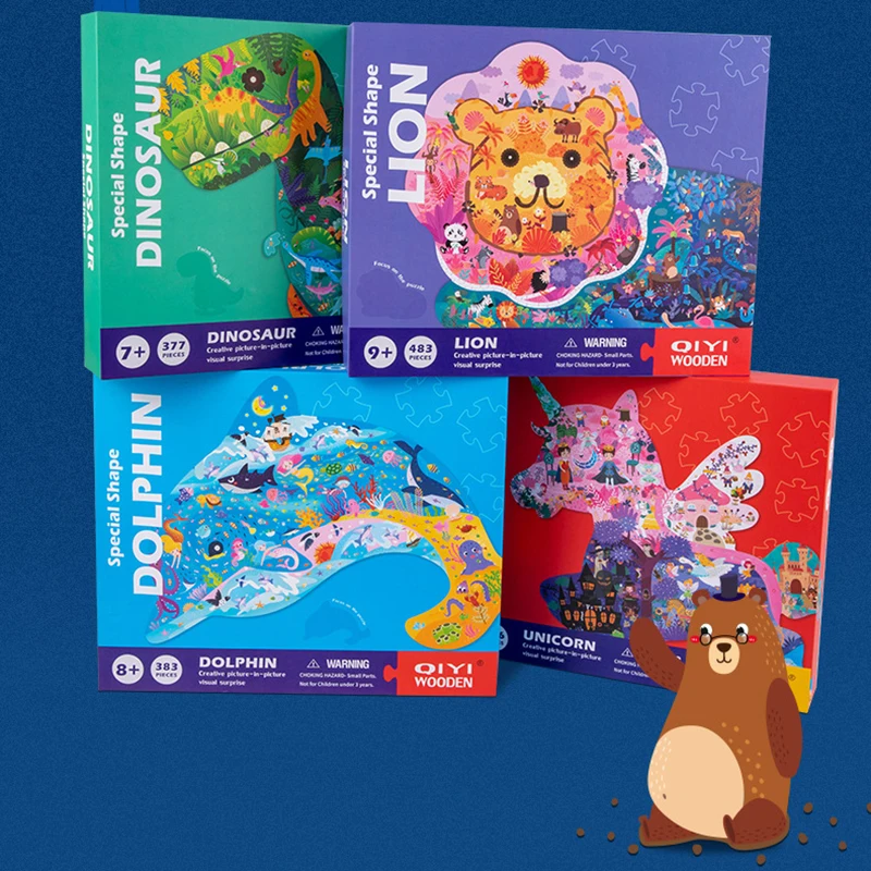 300 500 Pieces Animal Dinosaur Irregular Paper Puzzle Cognitive Jigsaw Puzzles Game for Kids Educational Toy Children Xmas Gifts 6