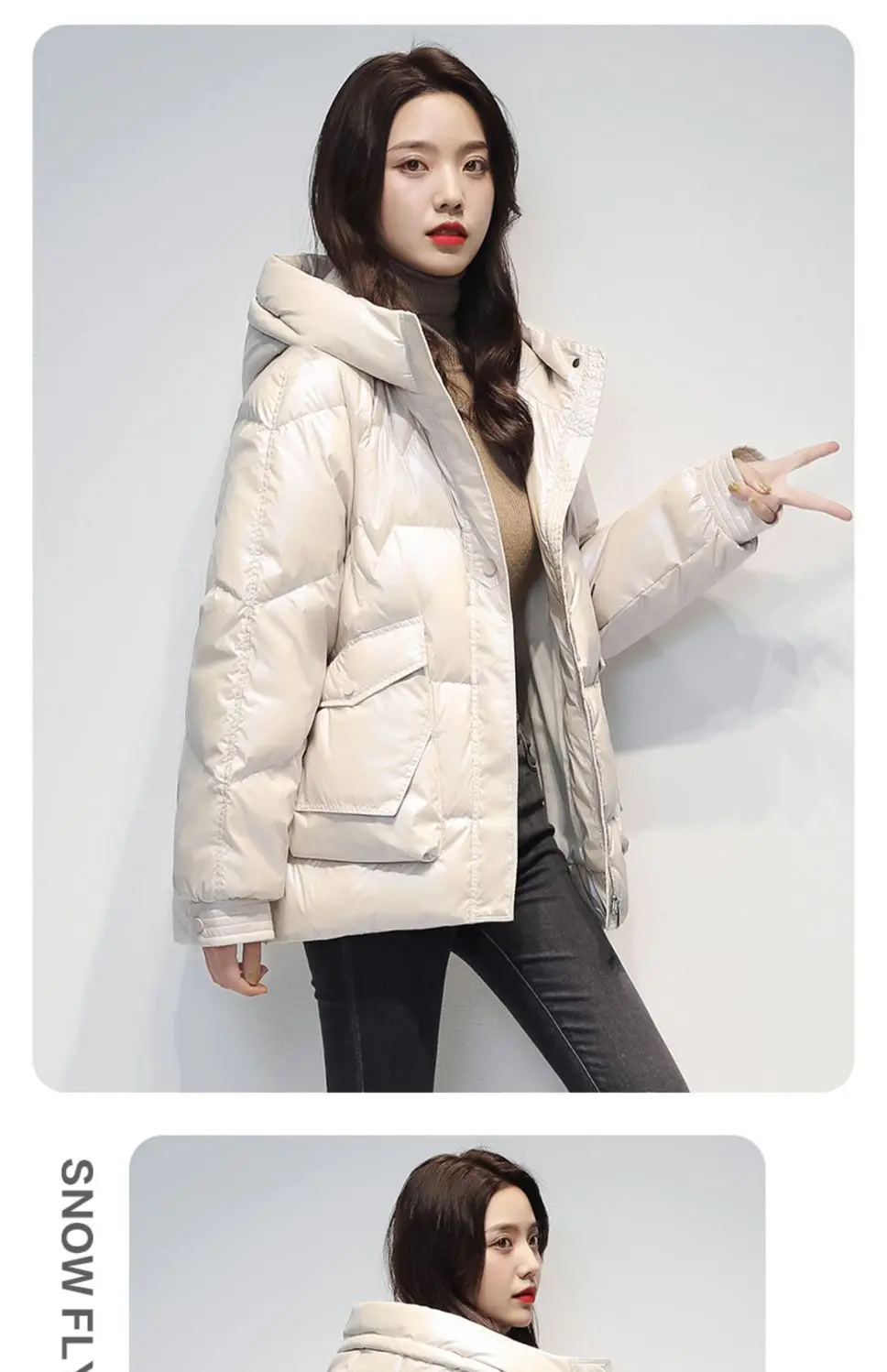 Short Down cotton Jacket For women's Winter 2026 New Glossy Fashion Loose Thick Coat Female Casual Cotton Hooded Parka Jackets