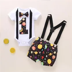 Vêtements d'été pour bébés garçons et filles, tenue d'anniversaire, robe de soirée pour nouveau né, barboteuse + pantalon à ceinture en coton doux, ensemble de vêtements pour nourrissons 