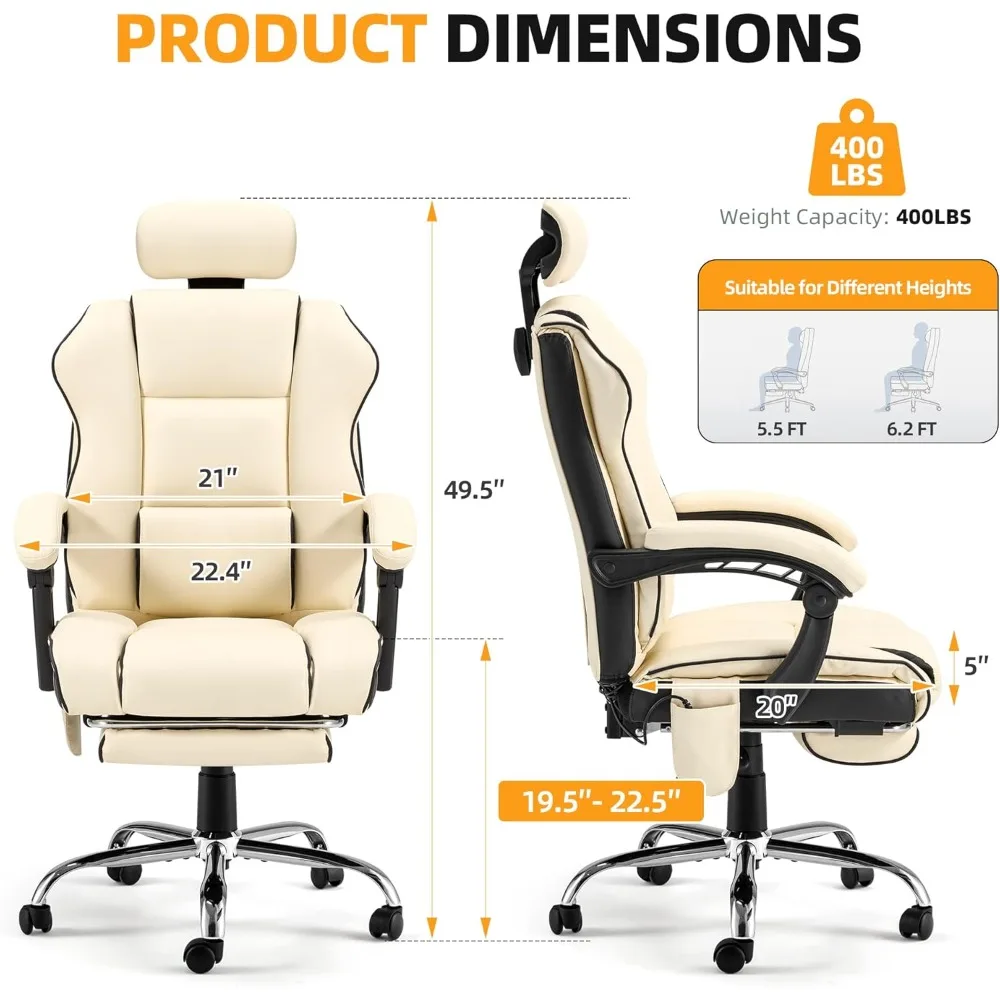 6-Point Massage Office Chair, with Footrest Heated Executive with Reclining Backrest, Ergonomic Gaming Chair with Padded Armrest 2