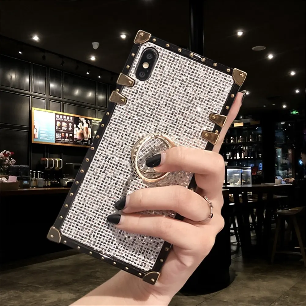 3D Diamonds Mirror Bling Rhinestone Finger Ring holder Cover Case for LG  Phone #