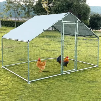 #'Metal Chicken Coop Poultry Cage Chicken Run Pen Dog Kennel with Waterproof and Anti-Ultraviolet Cover for Outdoor Farm Use