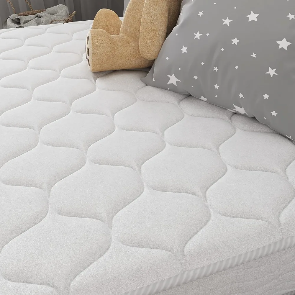 6 Inch Innerspring Twin Size Medium Firm Support Relief Mattress, Bed in a Box, White 6