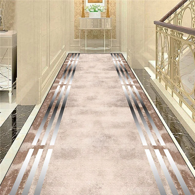 Luxury Gold Hall Corridor Carpet Non-slip Washable Runner Carpets Stairway Hallway Stairs Home Decor Rug Customizable Aisle Rug 3