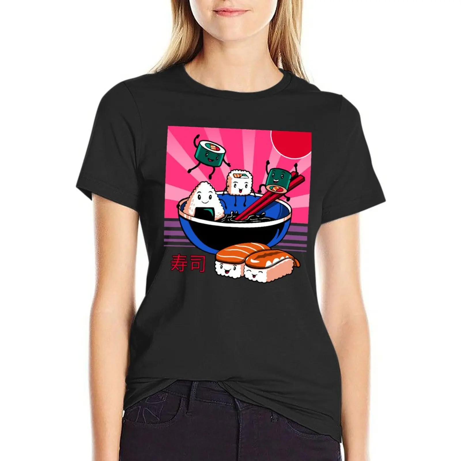 Sushi Retro Fun T-Shirt customs anime clothes customizeds t-shirt dress for Women graphic