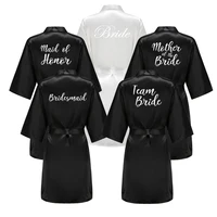 Black Women Silky Satin Robe Wedding Bridal Party Bride Bridesmaid Robes Kimono Loungewear Dressing Gowns
