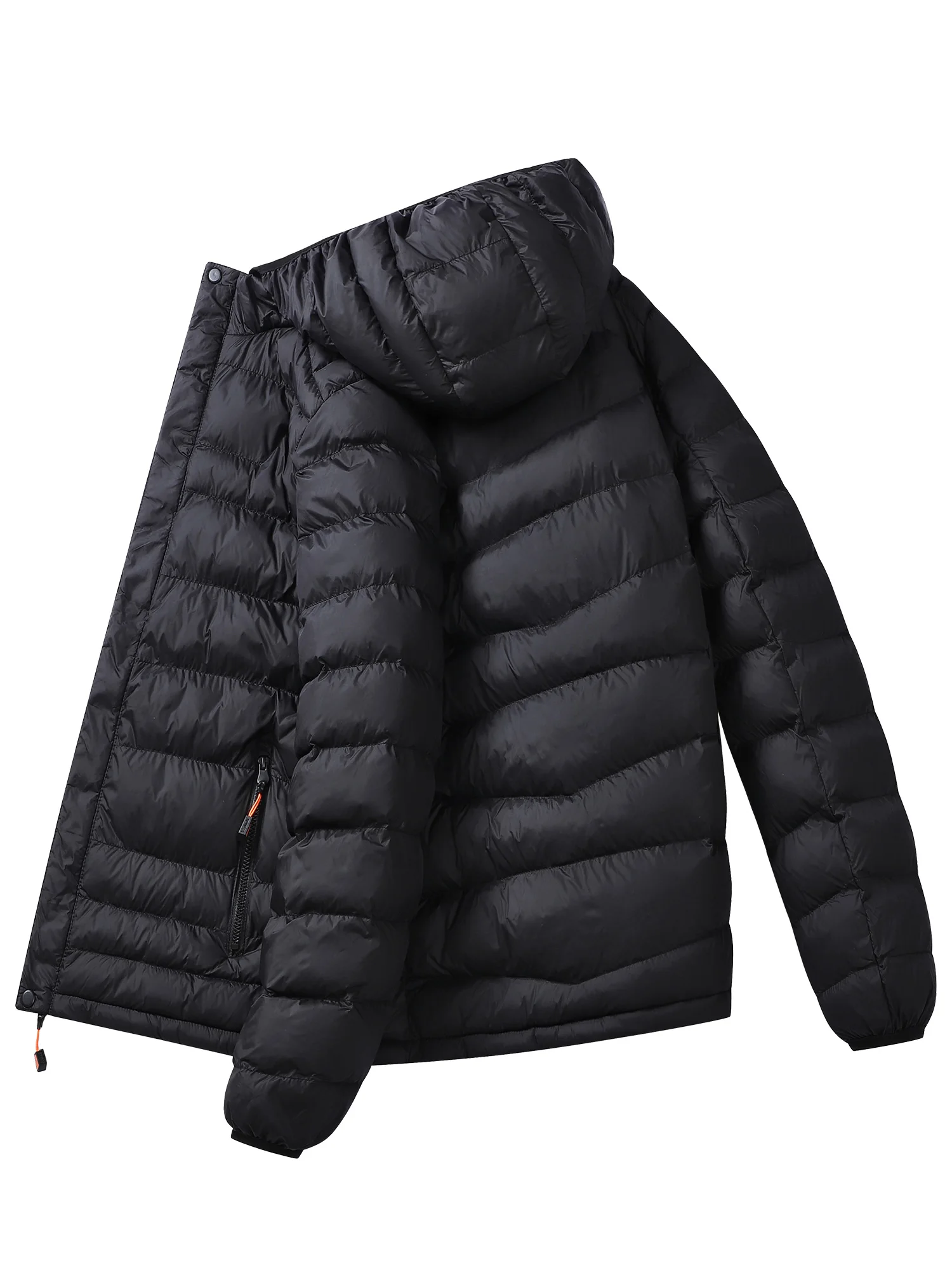 Casual Hooded Down Windproof Coat Men's Jacket Detachable Hat Top Lightweight Clothing For Warmth