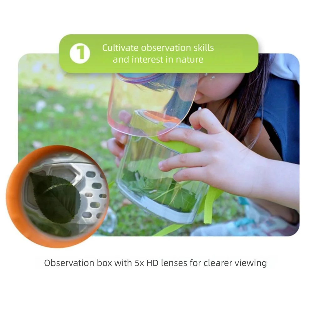 5X Magnifying Glass Insect Observation Box Kit Breathable Anti-escape Reptile Observing Container Transparent Adjustable Straps