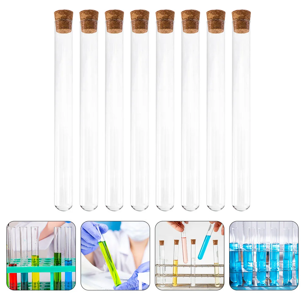 

8Pcs Glass Test Tubes 7 86X0 79X0 79in Storage Containers Round Bottom Tubes with Cork Stoppers for Scientific Experiments