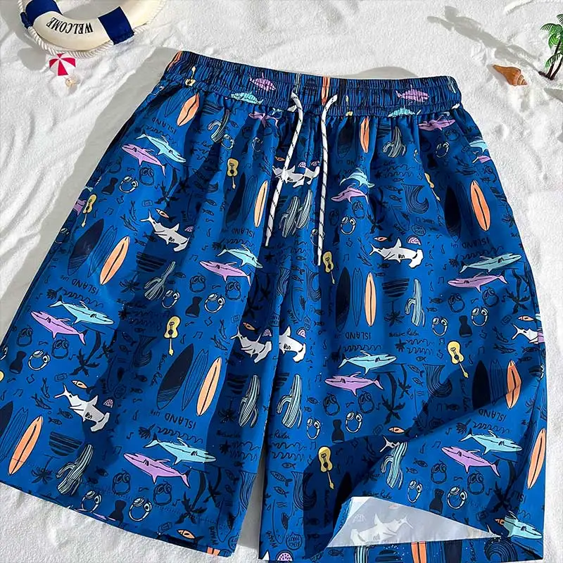 Fashion Beach Shorts for Men Summer Breathable Men Short Basketball Running Baggy Print Short Pants Track Shorts