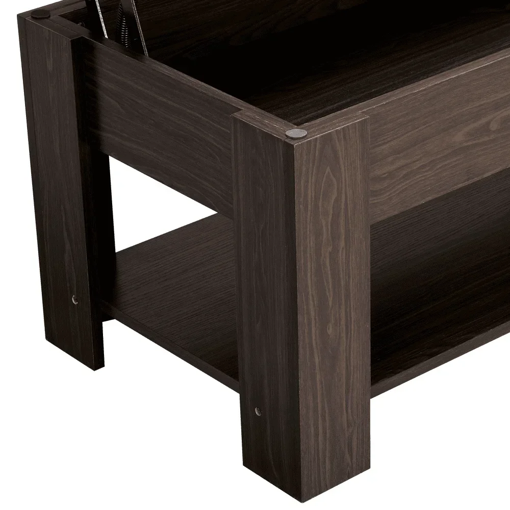 Modern 38.6" Wood Lift Top Coffee Table with Shelf for Livingroom, Espresso 4
