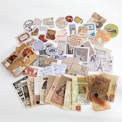 Vintage-Inspired Nature Sticker Collection - 60-Piece Set for Journaling and Crafting (E)