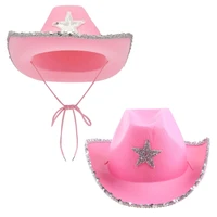 Pink Cowboy Hat for Girls Cowgirl Hat with Sequins and Star 1