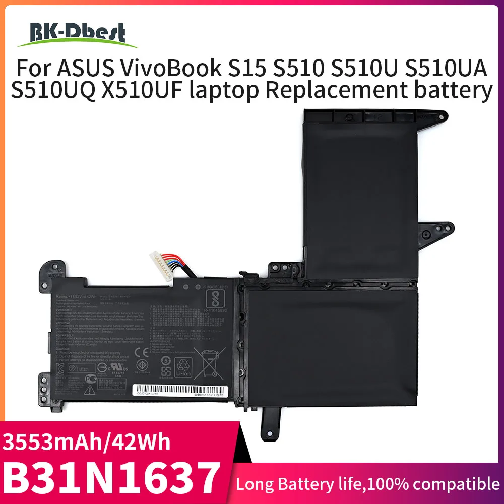 BKDbest 11.55V 42Wh Laptop Battery B31N1637 for ASUS VivoBook S15 S510