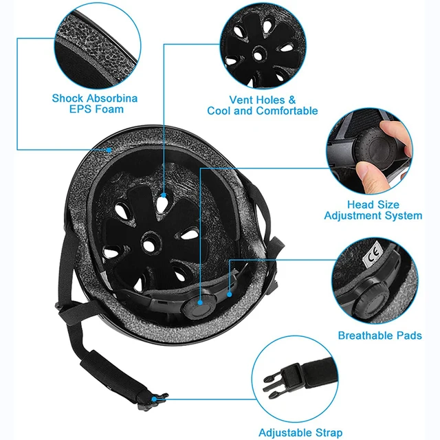 Kids Adjustable Helmet Suitable for Ages 3-14 Years Toddler Sports Protective Gear Set Knee Elbow Wrist Pads for Wheel Sports 3