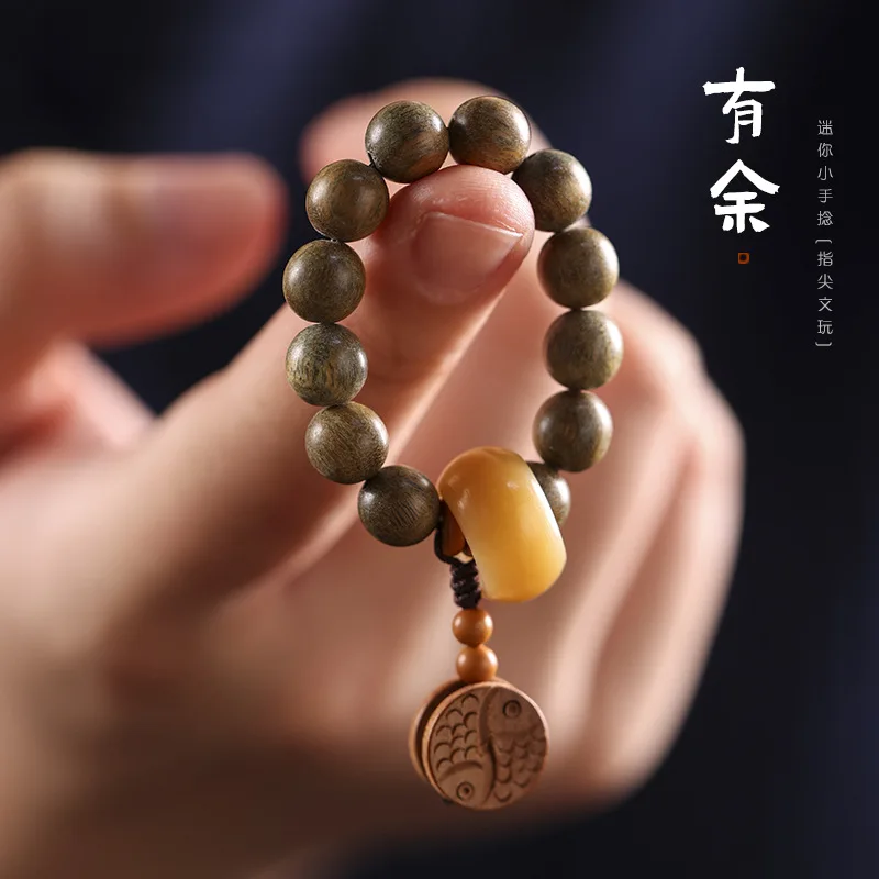 Natural Green Sandalwood Buddha Beads Bodhi Seed Hand Toy Handheld Hand Toy Hand Pieces Fingertip Crafts